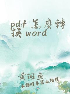 pdf 怎么转换 word