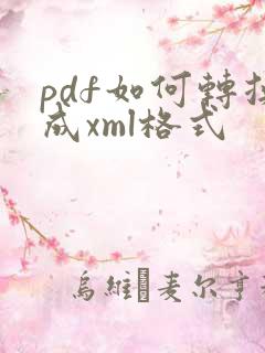 pdf如何转换成xml格式