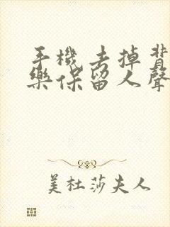 手机去掉背景音乐保留人声