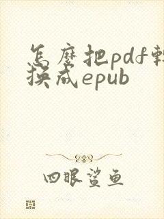 怎么把pdf转换成epub