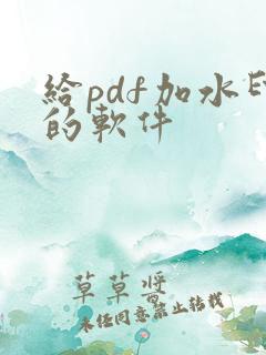 给pdf加水印的软件