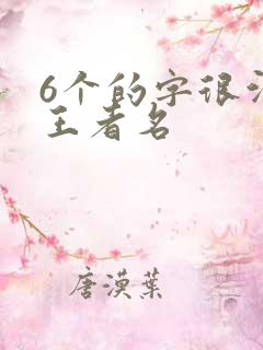 6个的字很污的王者名