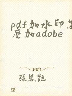 pdf加水印怎么加adobe