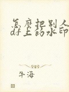 怎么把别人的pdf上的水印去掉
