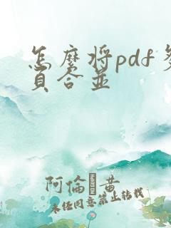 怎么将pdf多页合并