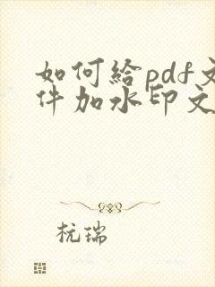 如何给pdf文件加水印文字