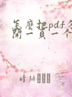 怎么把pdf分开一页一个文档