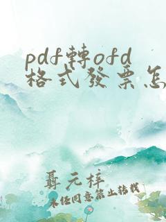 pdf转ofd格式发票怎么弄