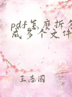 pdf怎么拆分成多个文件