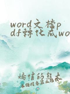 word文档pdf转化成word文档