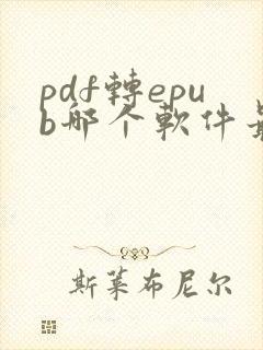 pdf转epub哪个软件最好用