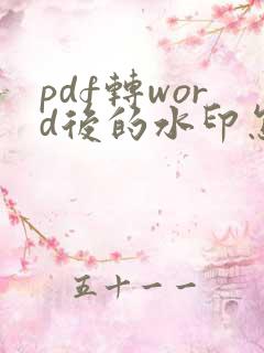 pdf转word后的水印怎么去除