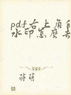 pdf右上角的水印怎么去掉
