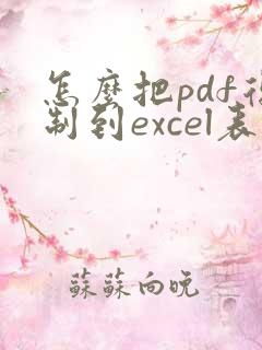 怎么把pdf复制到excel表格里