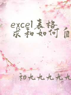 excel表格求和如何自动生成