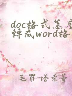doc格式怎么转成word格式