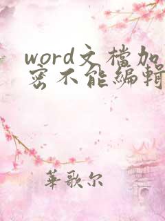 word文档加密不能编辑怎么办