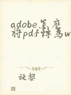 adobe怎么将pdf转为word