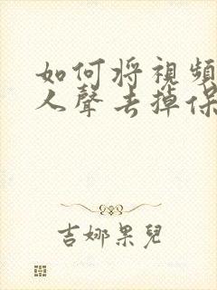 如何将视频中的人声去掉保留背景音乐