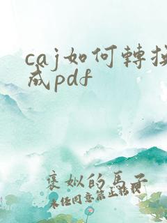 caj如何转换成pdf