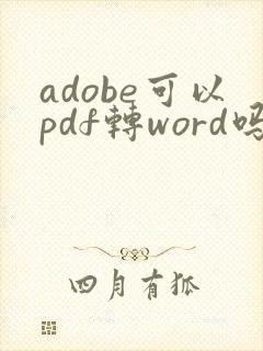 adobe可以pdf转word吗