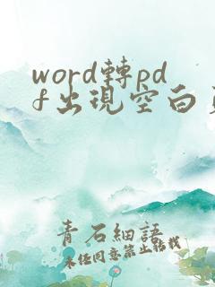 word转pdf出现空白页怎么删除