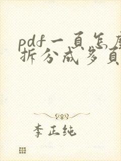 pdf一页怎么拆分成多页打印