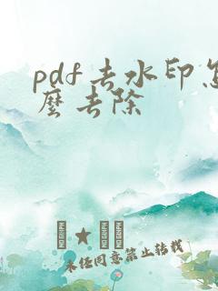 pdf去水印怎么去除