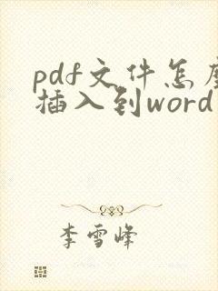 pdf文件怎么插入到word里
