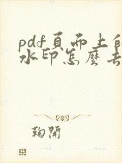pdf页面上的水印怎么去除
