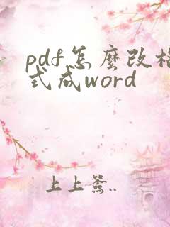 pdf怎么改格式成word