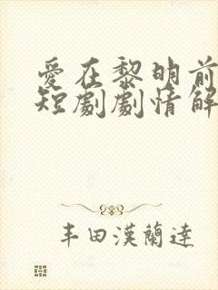 爱在黎明前升起短剧剧情解析