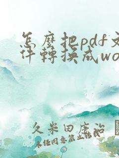 怎么把pdf文件转换成word