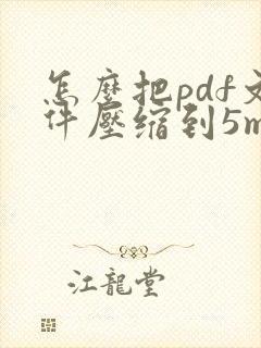 怎么把pdf文件压缩到5m以下