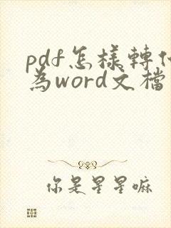 pdf怎样转化为word文档