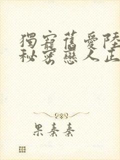 独宠旧爱陆少的秘密恋人正牌阅读