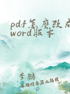 pdf怎么改成word版本