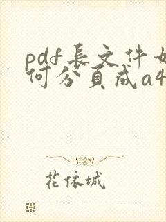 pdf长文件如何分页成a4