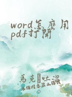 word怎么用pdf打开