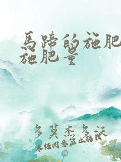 马蹄的施肥时间施肥量
