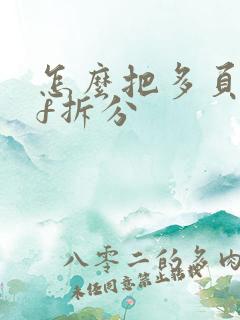 怎么把多页pdf拆分