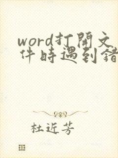 word打开文件时遇到错误怎么办