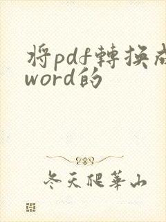 将pdf转换成word的