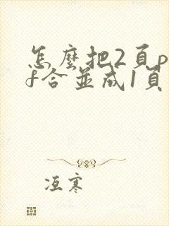 怎么把2页pdf合并成1页