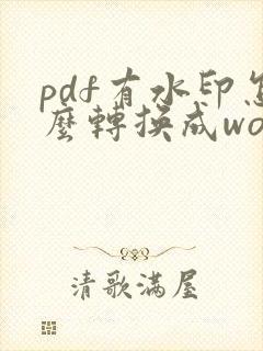 pdf有水印怎么转换成word