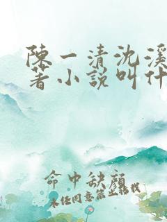 陈一清沈溪桐原著小说叫什么