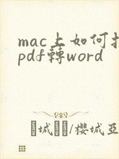 mac上如何把pdf转word