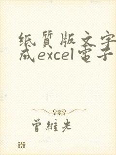 纸质版文字转换成excel电子版