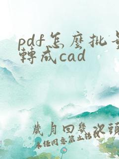 pdf怎么批量转成cad