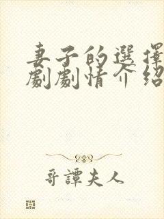 妻子的选择电视剧剧情介绍